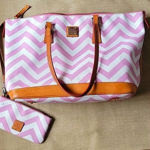 Dooney & Burke Pink Chevron Shoulder Bag and coin purse